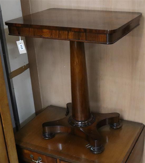 A William IV rosewood occasional pedestal table W.62cm